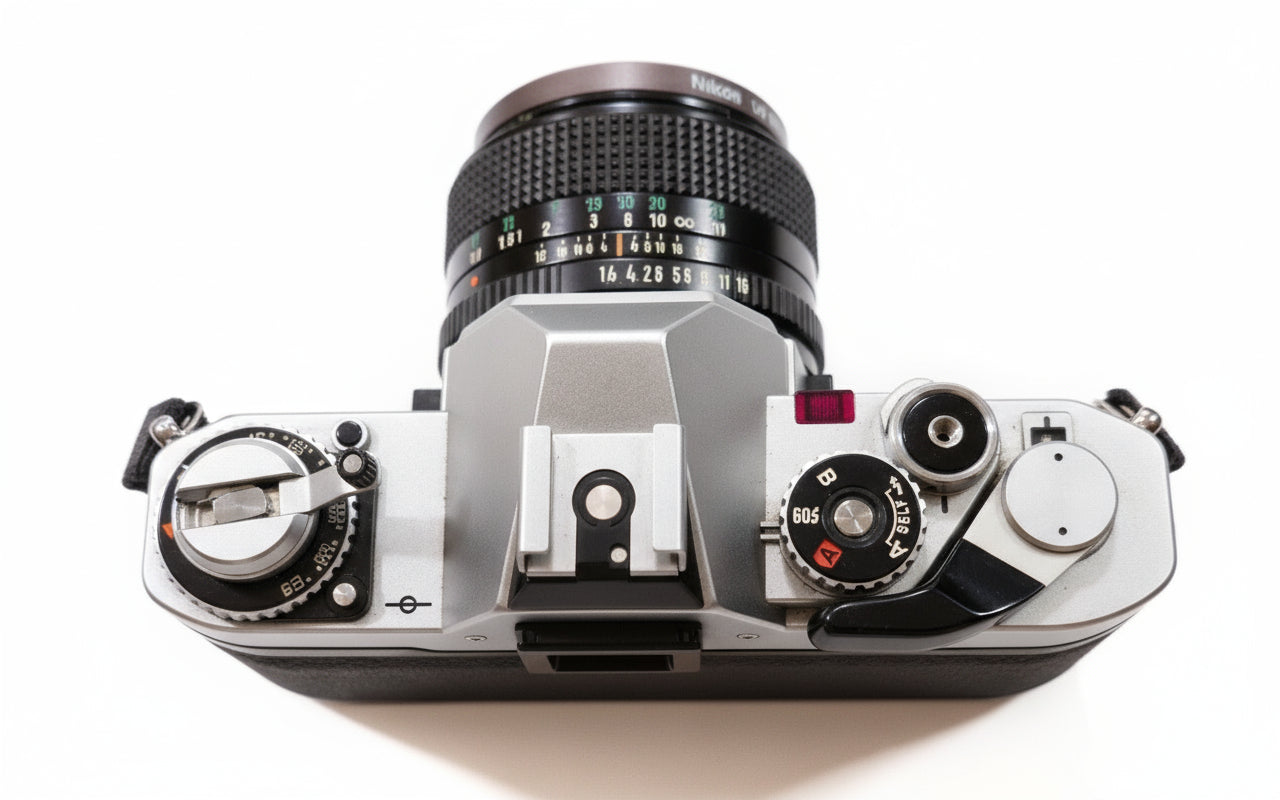 Canon AV‑1 Spiegelreflexkamera mit Canon FD 50mm f/1.8 Objektiv - Artikelbild von Fummel & Gedöns Secondhand-Store