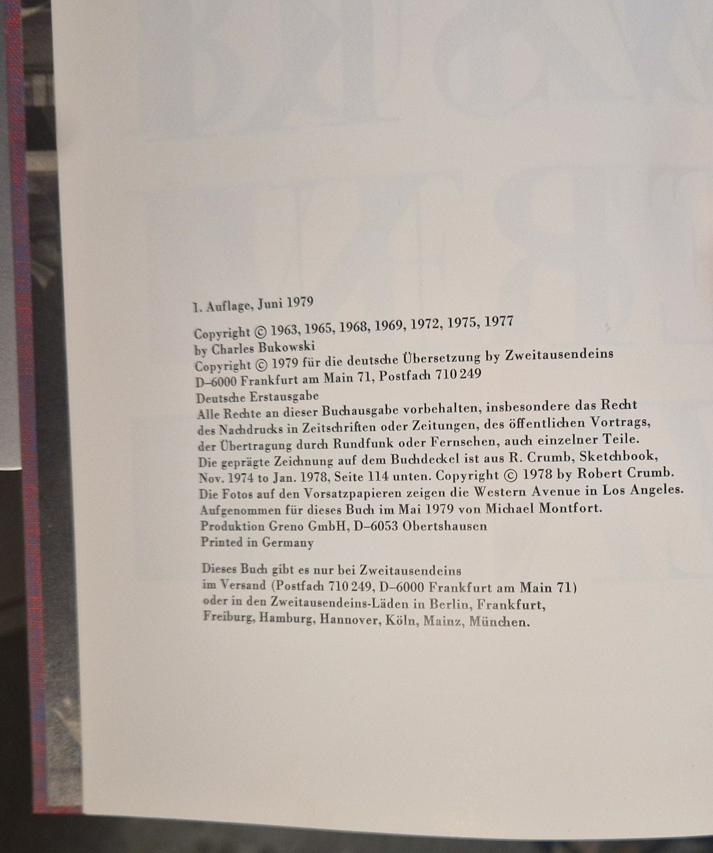 Western Avenue - Charles Bukowski - Erstausgabe - NEUWERTIG