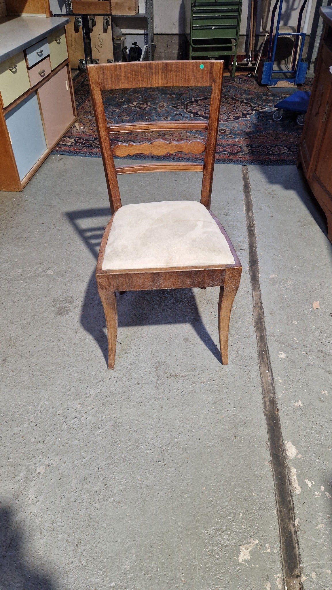 Mid-Century Stilmöbel-Stuhl - gepolstert, beige
