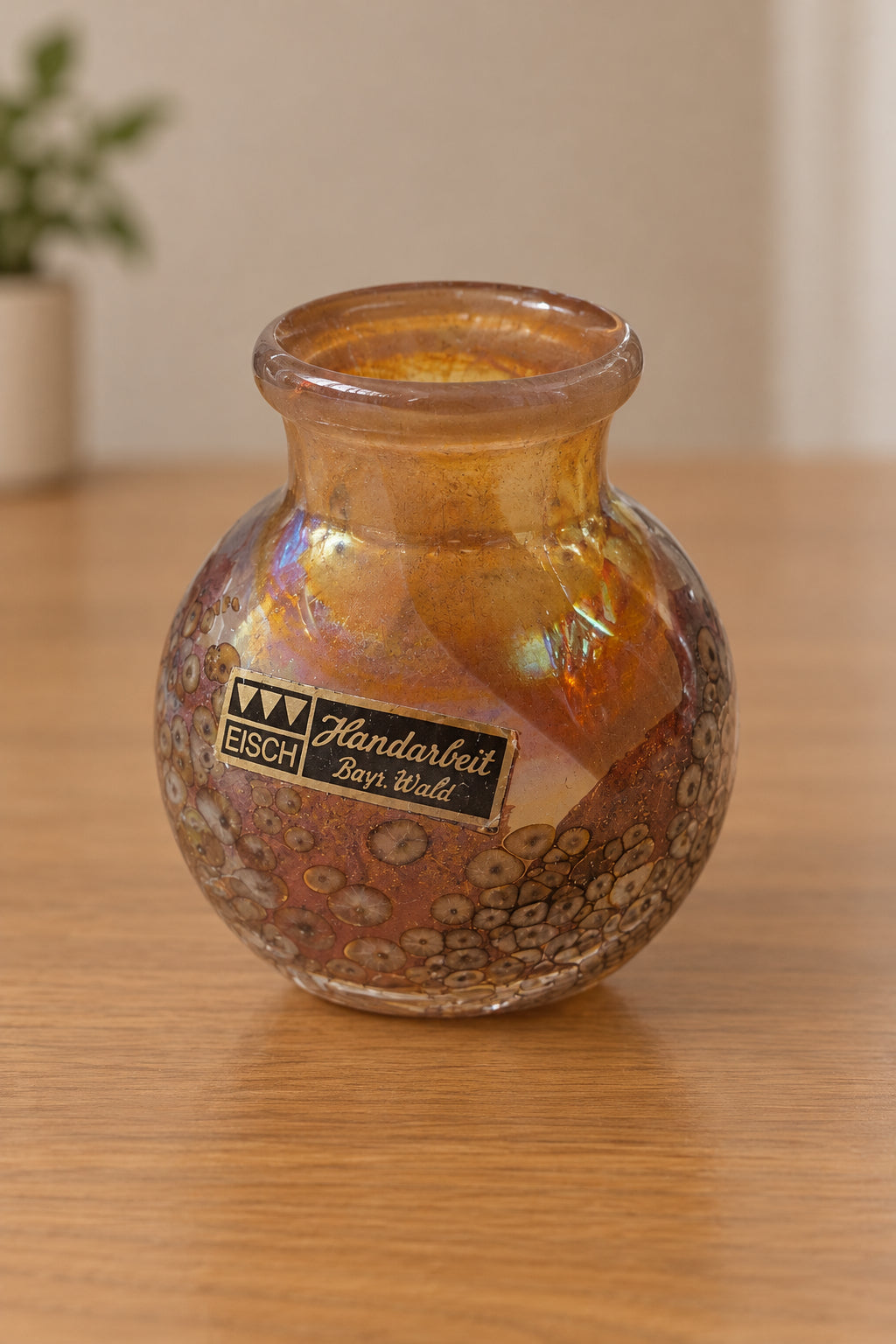 Vintage Eisch Handarbeit Studioglasvase - irisierend - 9 cm – Produktfoto 1