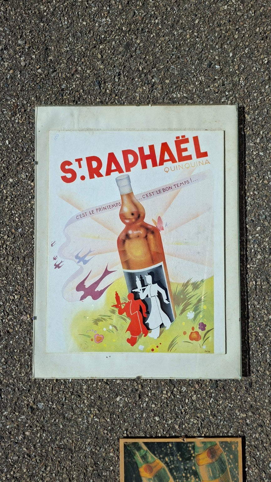 Vintage St. Raphaël Quinquina Werbung im Glasrahmen