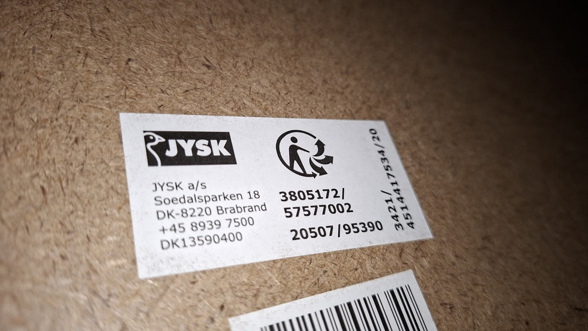 JYSK DIANALUND Originaletikett auf Rückseite mit Artikelnummer