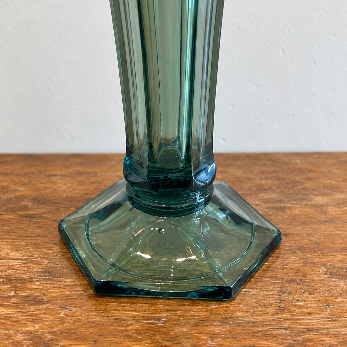 Val Saint Lambert Luxval „Américain“ – Art-Déco-Glasvase türkis, 20 cm