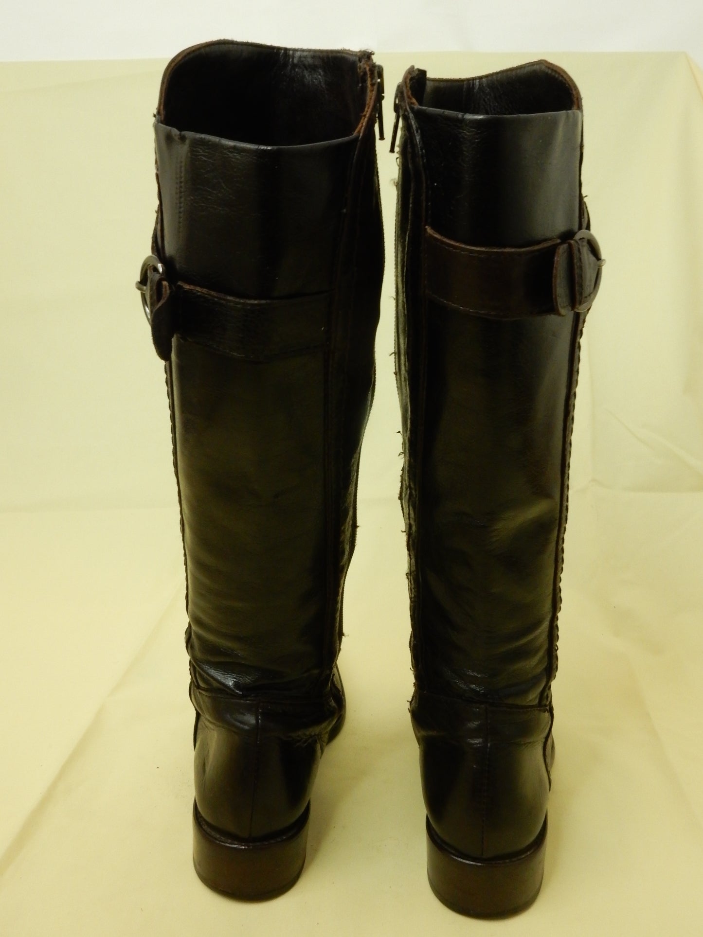 Italienische Leder-Stiefel in dunkelbraun