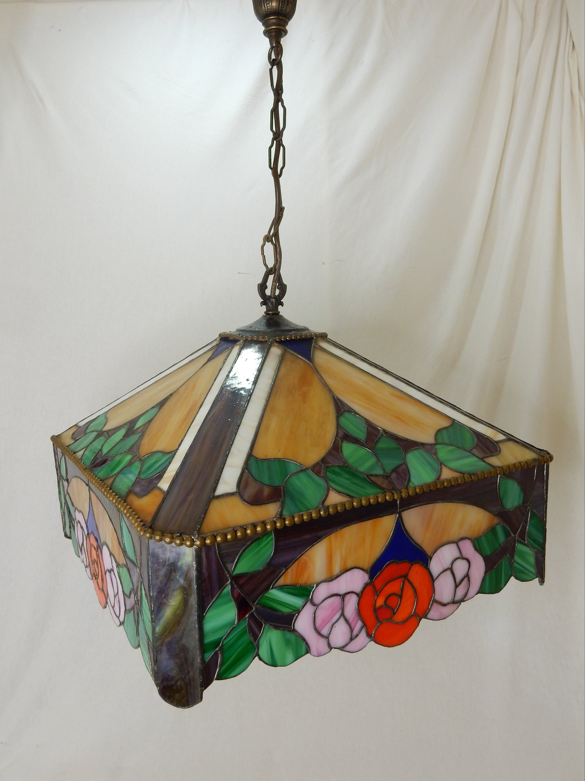 Vintage Glas-Hängelampe in Tiffany-Stil - Artikelbild von Fummel & Gedöns Secondhand-Store