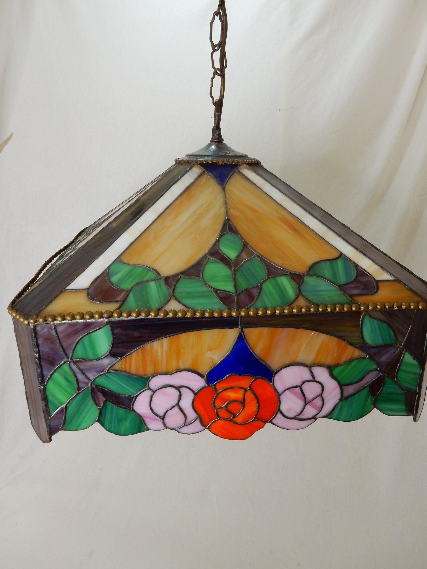 Vintage Glas-Hängelampe in Tiffany-Stil