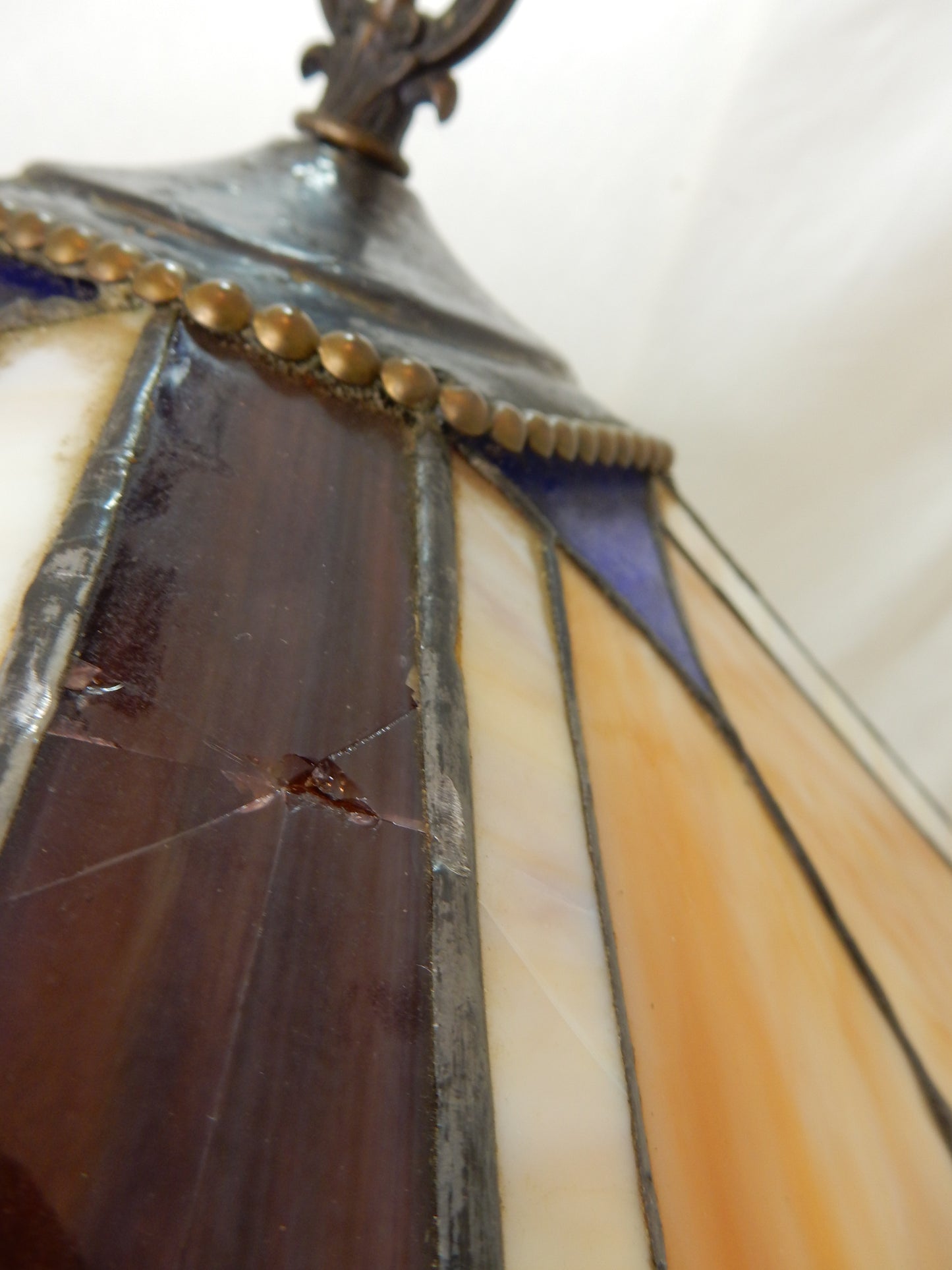 Vintage Glas-Hängelampe in Tiffany-Stil