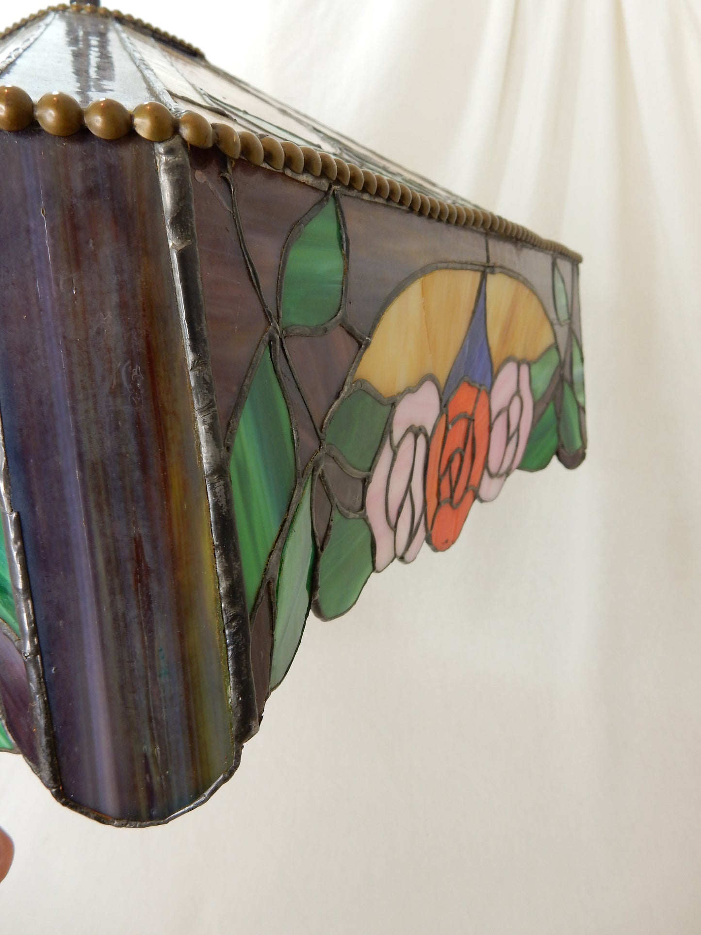 Vintage Glas-Hängelampe in Tiffany-Stil