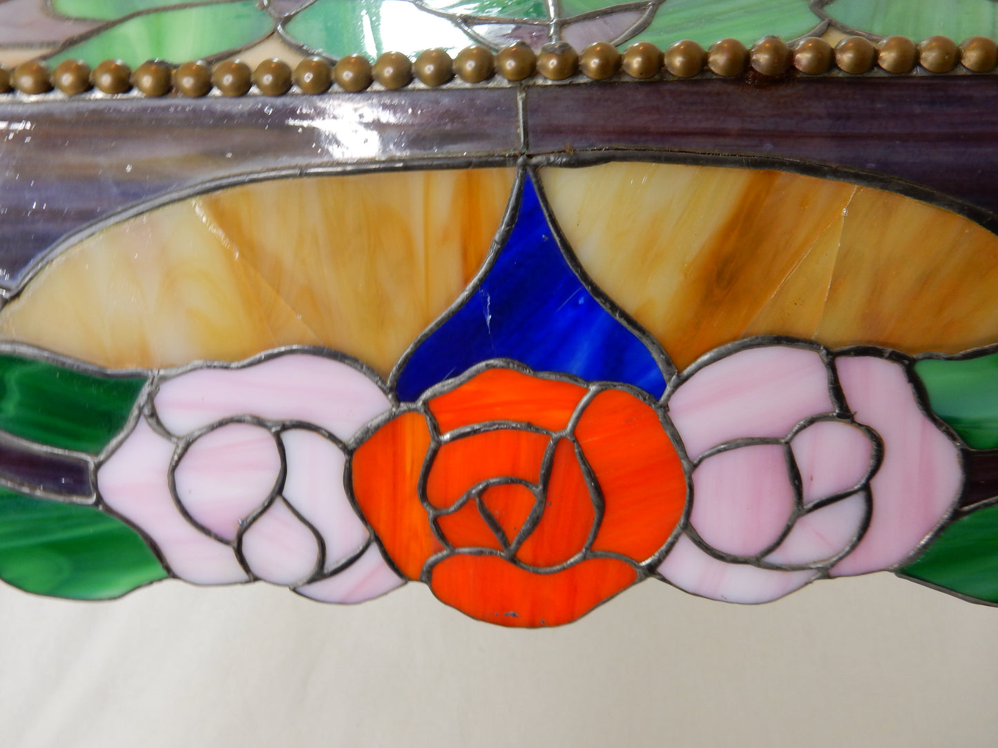 Vintage Glas-Hängelampe in Tiffany-Stil