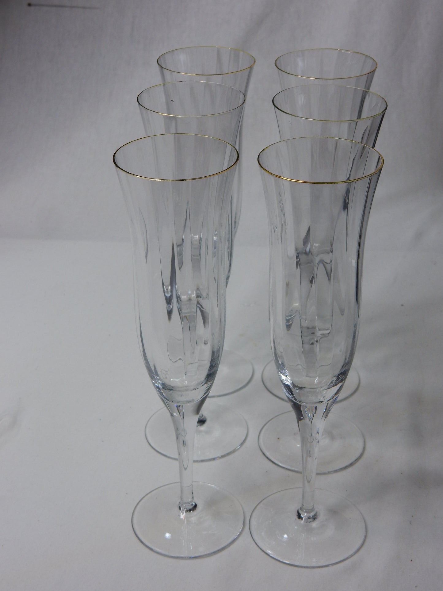 Sektglas geriffelt mit Goldrand