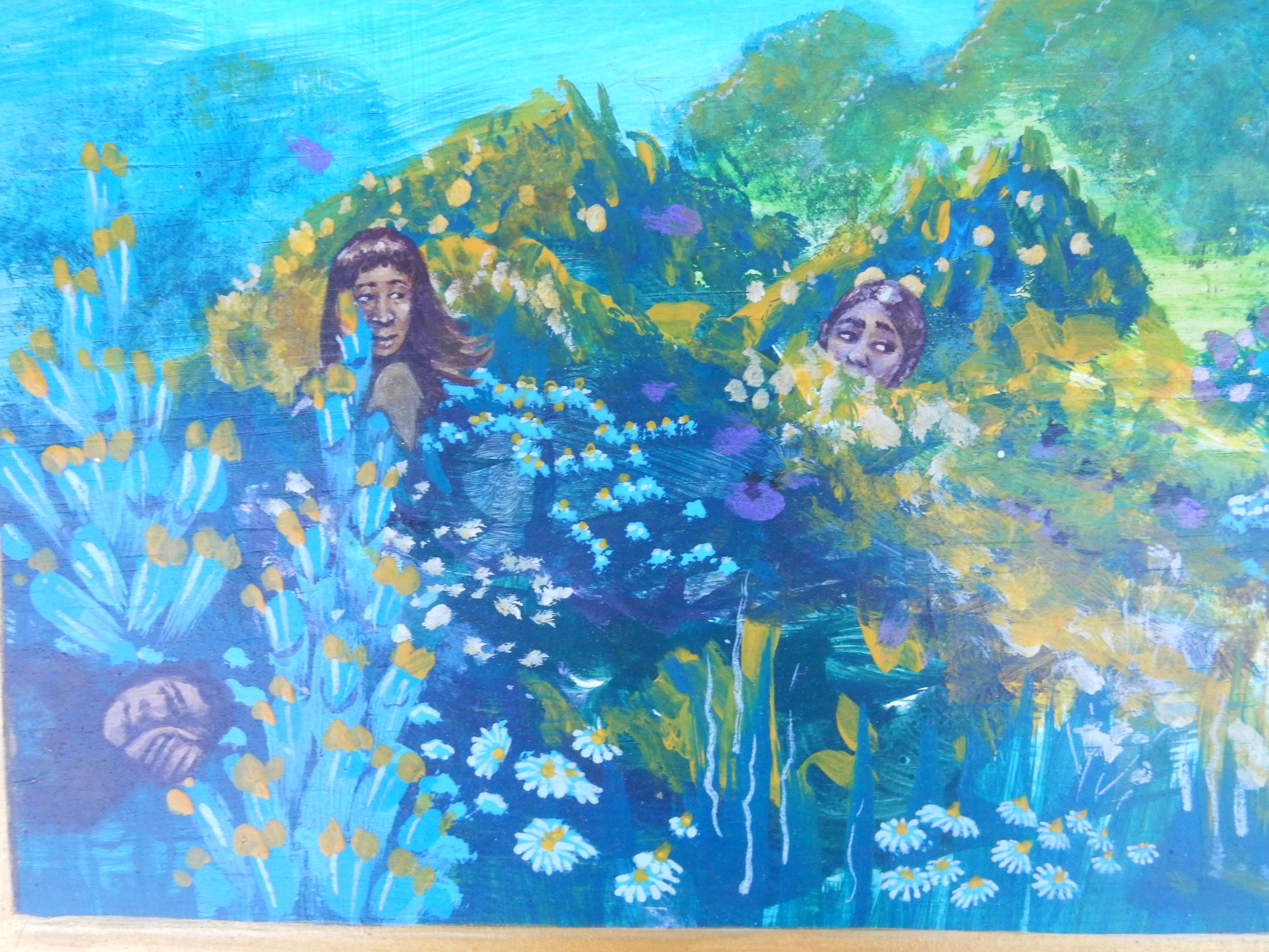 Handbemalte Holztruhe mit Landschaftsmotiv - Artikelbild von Fummel & Gedöns Secondhand-Store