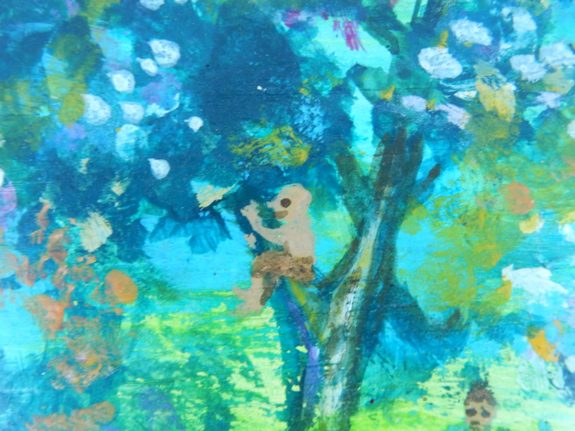 Handbemalte Holztruhe mit Landschaftsmotiv - Artikelbild von Fummel & Gedöns Secondhand-Store