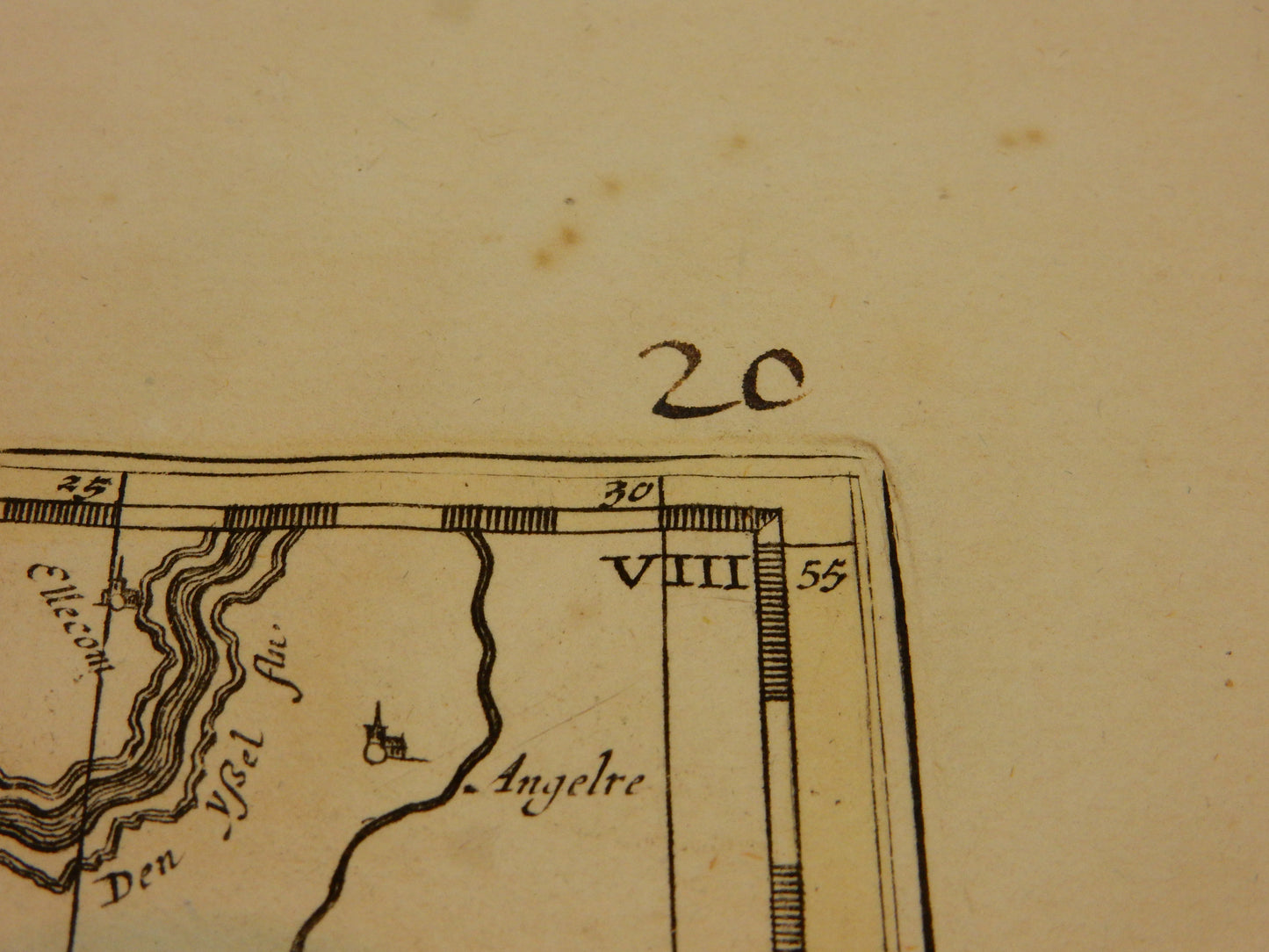 "Descriptio Fluminum Rheni, Vahalis et Mosae" - Kupferstich 17. Jhdt.