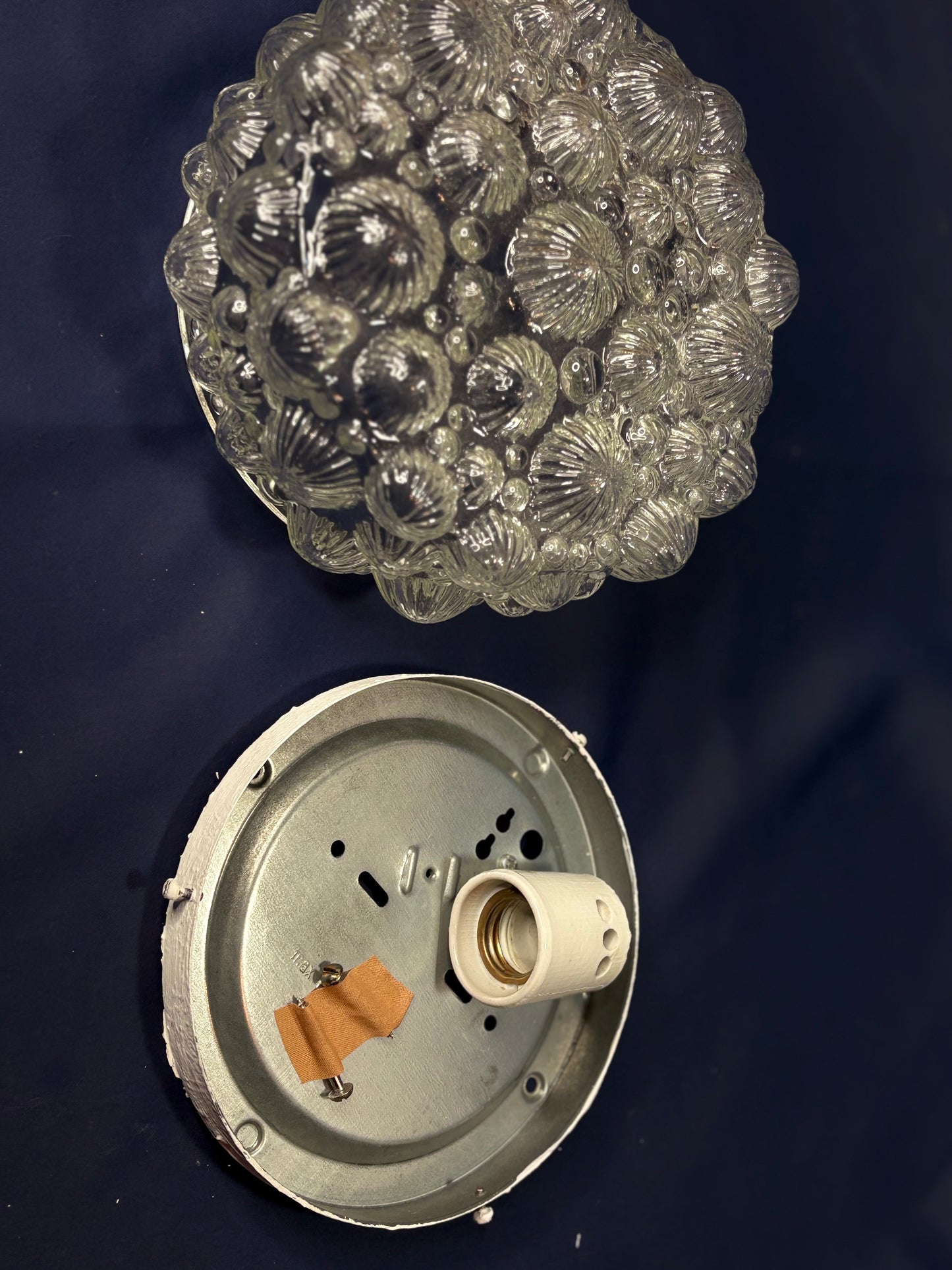 Einbaubeleuchtung aus Glas mit Fossilienmuster, Deutsch, 1970er Jahre, RZB Leuchten