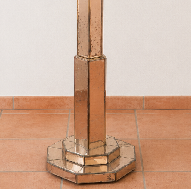Art-Déco / Hollywood-Regency Stehlampe - Spiegelglas rosé - 30er