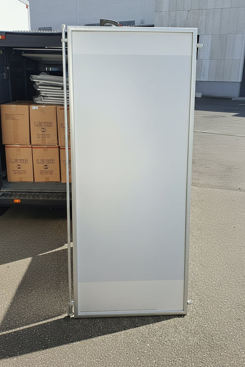 Mobile Ausstellungstafel mit Aluminiumrahmen – Vorderansicht