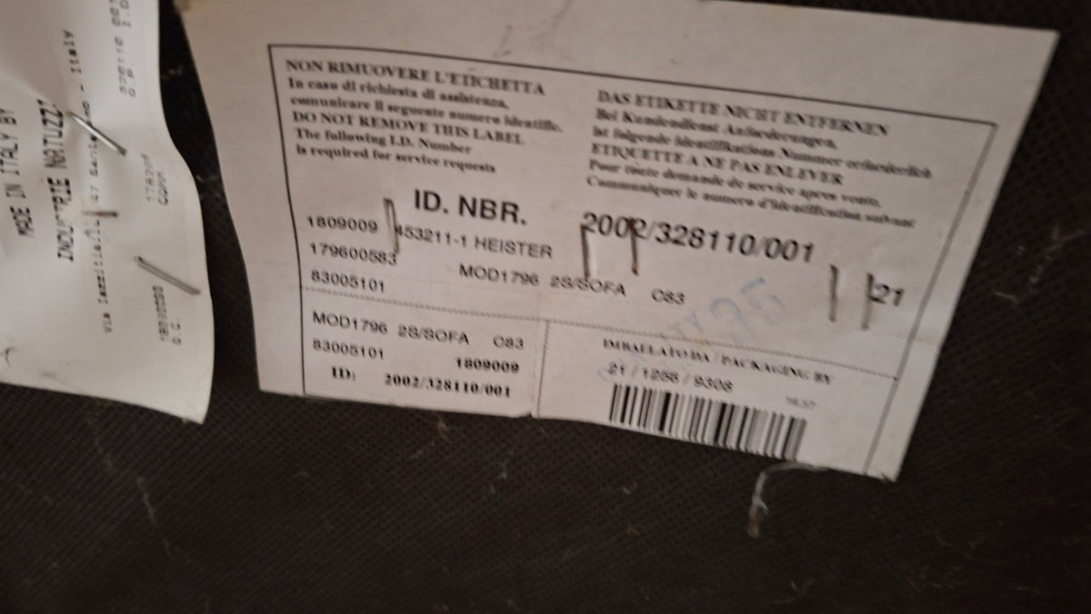 Natuzzi Herstelleretikett Modell 1796 Made in Italy
