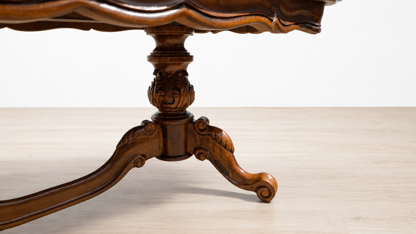 Vintage Neobarock-Couchtisch mit Wurzelholzfurnier