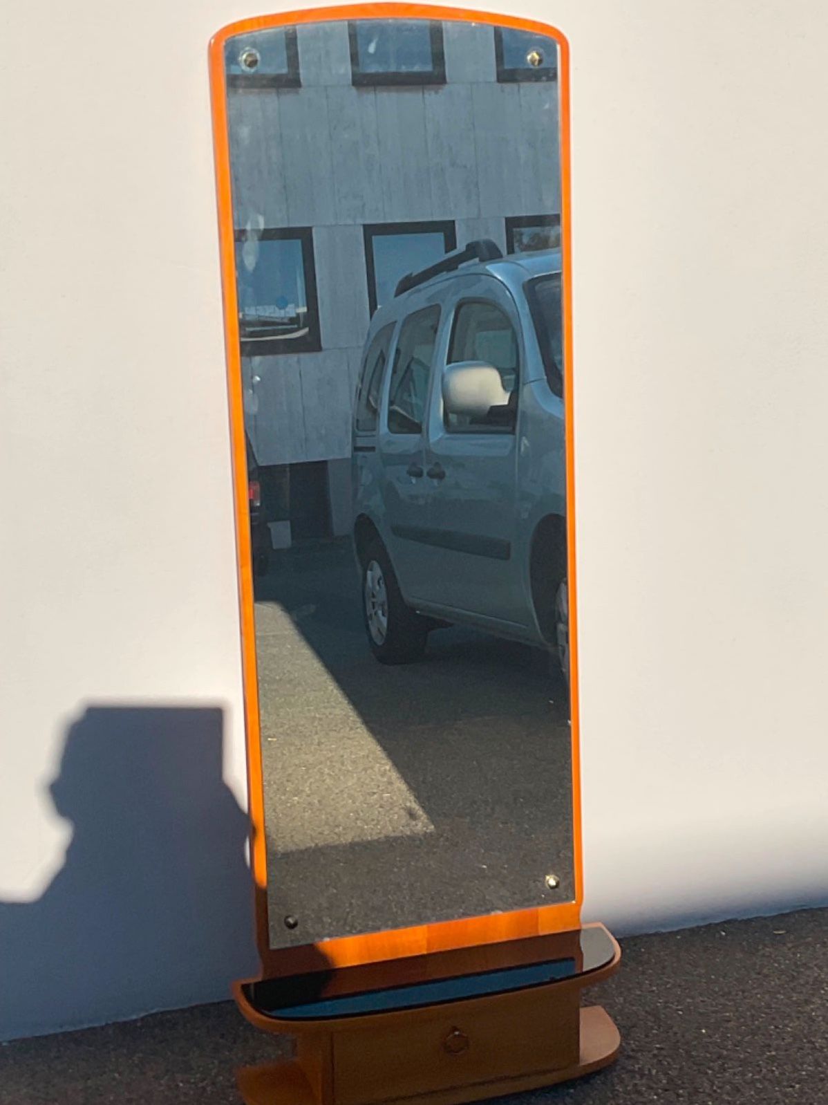 Mid Century Teakholz-Spiegel - Ablagefach