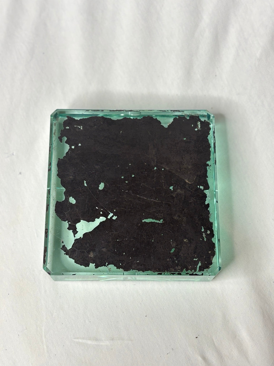 Vintage Glas-Aschenbecher quadratisch 15 x 15 cm