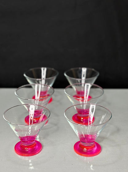 Vintage Dessertschale mit pinkfarbenem Fuß