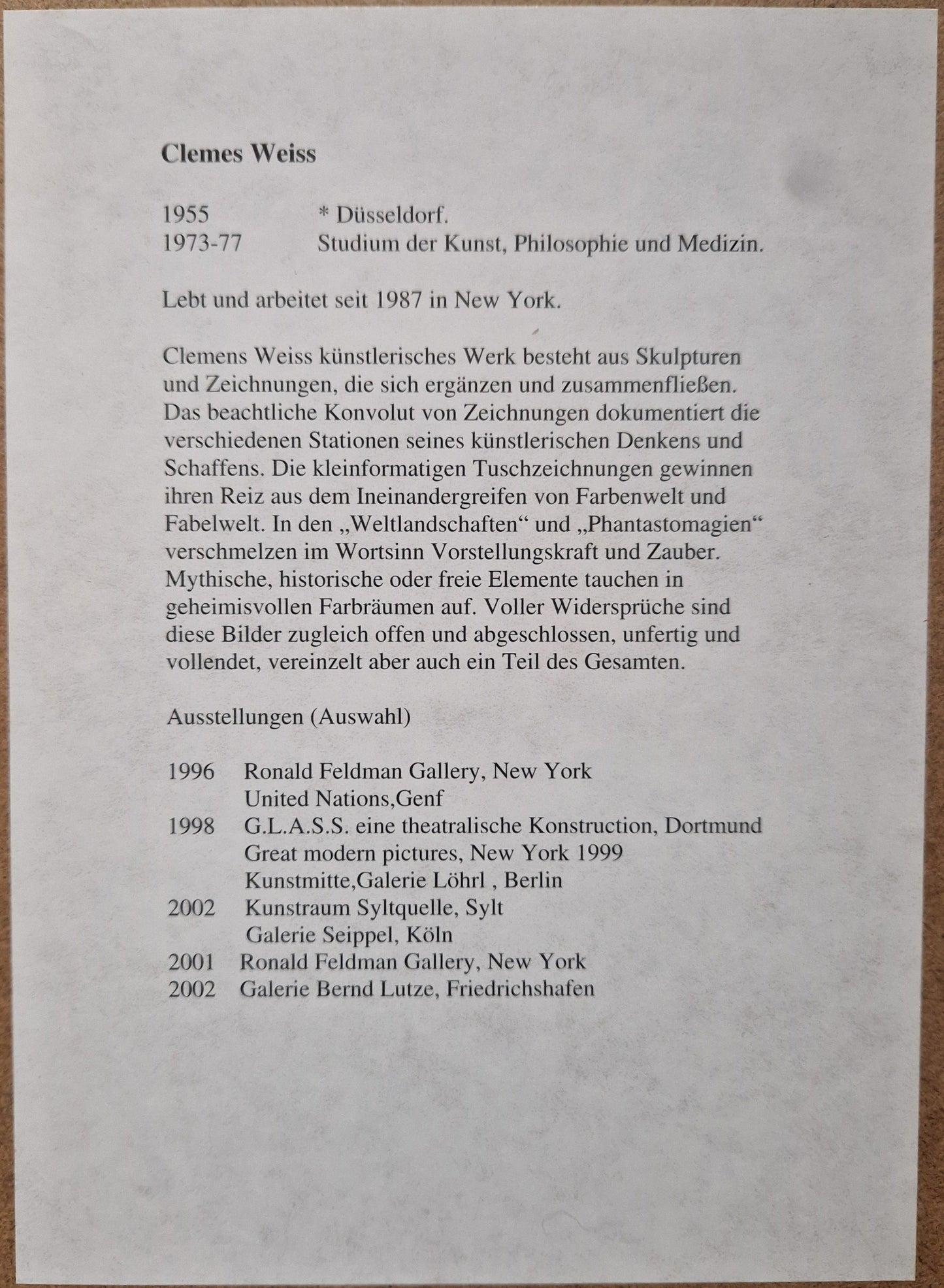 Clemens Weiss - Aquarell-Tusche