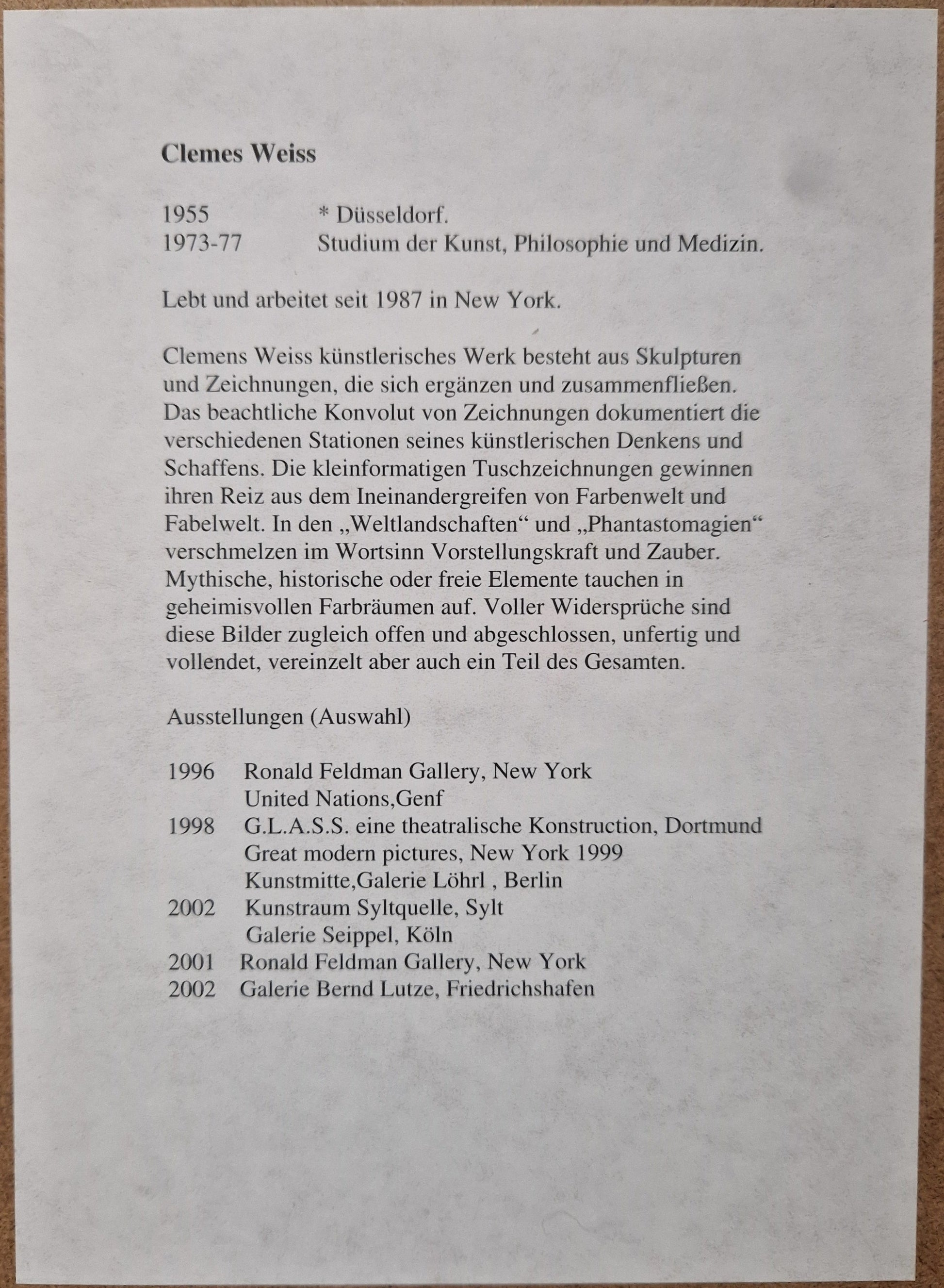 Clemens Weiss - Aquarell-Tusche - Artikelbild von Fummel & Gedöns Secondhand-Store