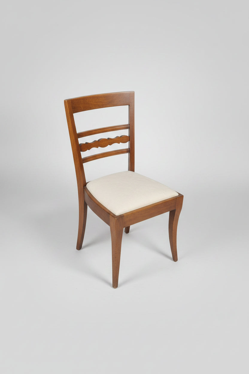 Mid-Century Stilmöbel-Stuhl - gepolstert, beige
