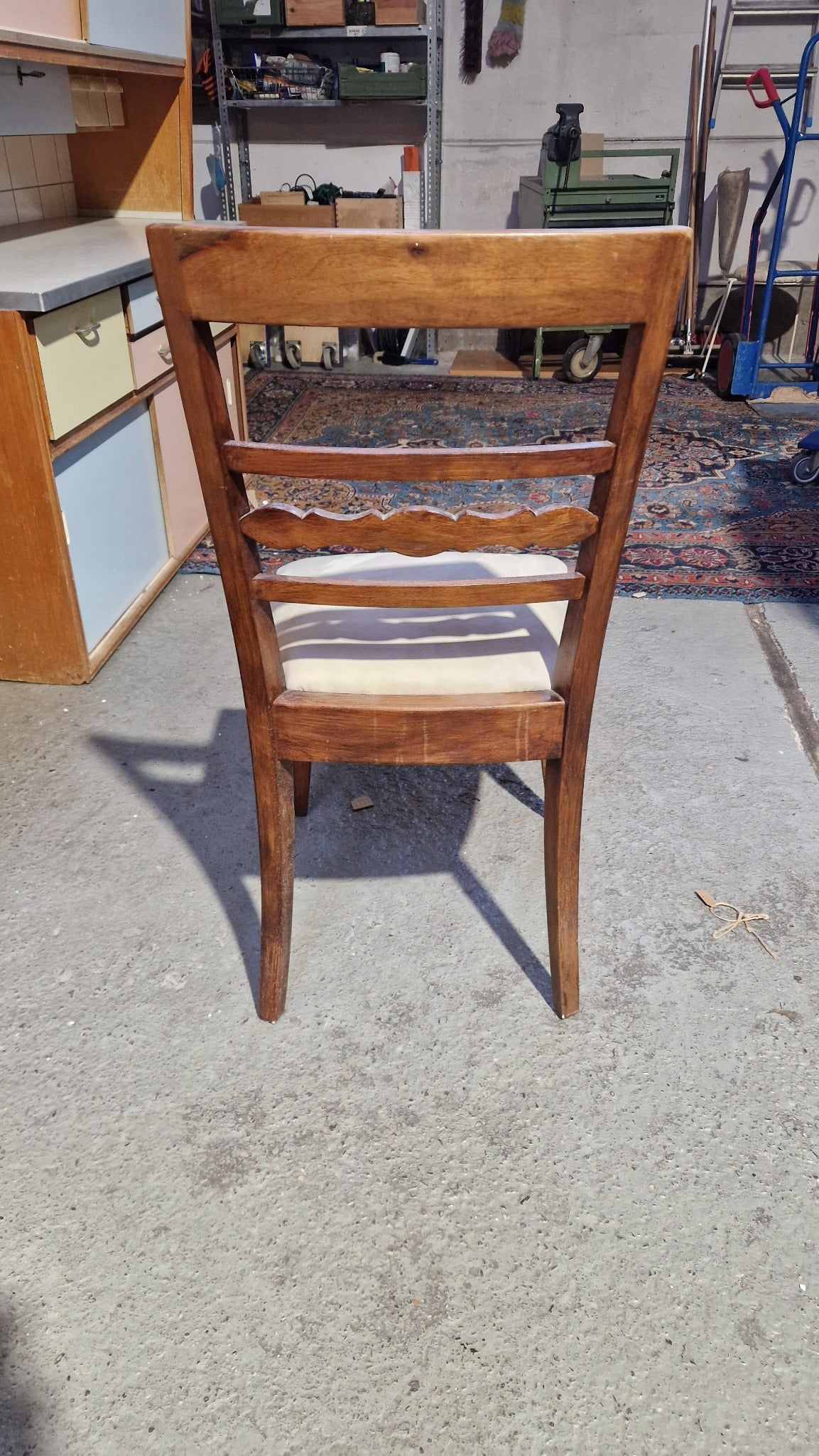 Mid-Century Stilmöbel-Stuhl - gepolstert, beige