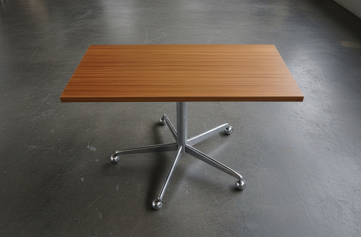 Vintage Servierwagen Beistelltisch mit Chromgestell und Rollen