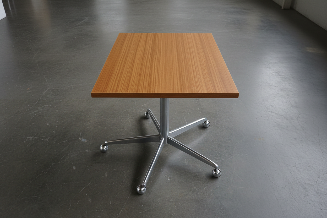 Vintage Servierwagen Beistelltisch mit Chromgestell und Rollen