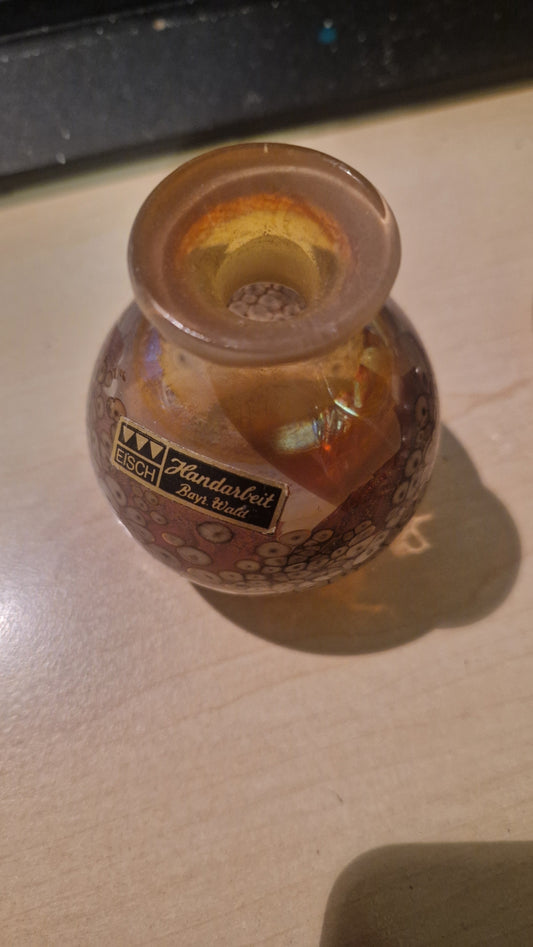 Vintage Eisch Handarbeit Studioglasvase - irisierend - 9 cm