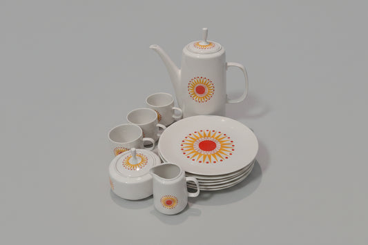 Bohemia Carlsbad Kaffeeservice mit Sunburst-Dekor