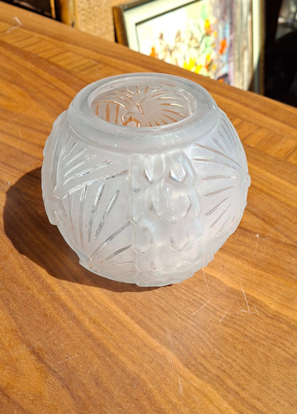 Muller Frères Lunéville Art-Déco Glasvase mit Vogelrelief – Frankreich, ca. 1925