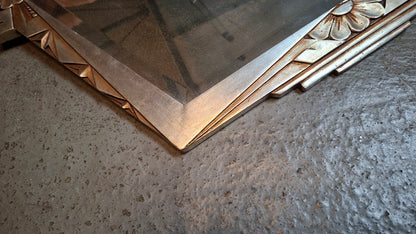 Vintage Art-Déco Wandspiegel – facettiertes Spiegelglas & Holzrahmen – 88 × 69 cm