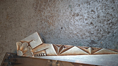 Vintage Art-Déco Wandspiegel – facettiertes Spiegelglas & Holzrahmen – 88 × 69 cm