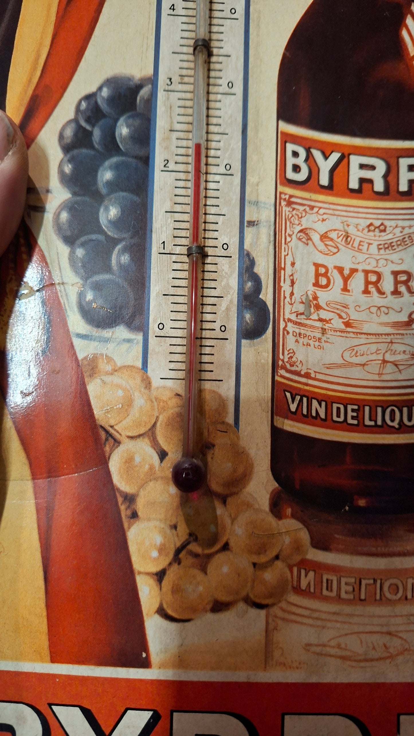 Vintage BYRRH Werbethermometer – französische Reklame – 1950er Jahre – 34 cm