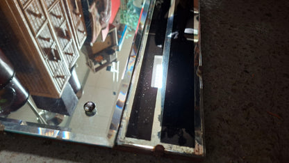Original Art-Déco Wandspiegel mit schwarzem Glas – 1930er Jahre – 110 × 59 cm