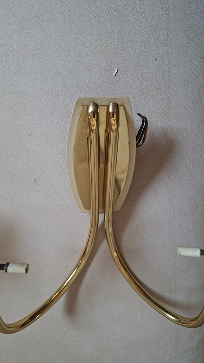 Paar Mid-Century Messing-Wandleuchten, 2-flammig, 1950er Jahre