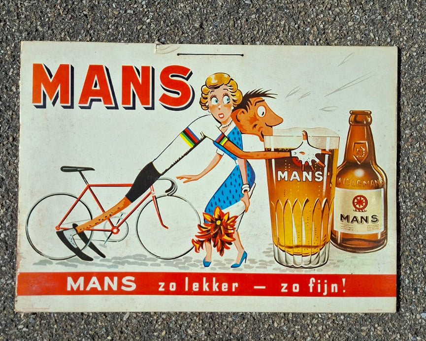 MANS Bier Werbeschild 1958 – „zo lekker – zo fijn!“ - Artikelbild von Fummel & Gedöns Secondhand-Store
