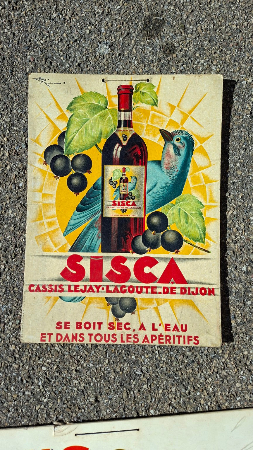 SISCA Cassis Lejay-Lagoute Werbeschild 1930er–1950er – Dijon - Artikelbild von Fummel & Gedöns Secondhand-Store
