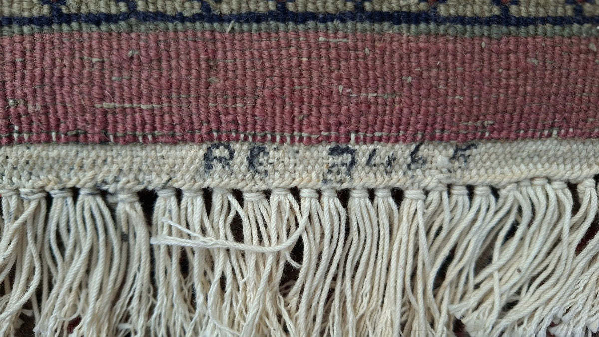 Handgeknüpfter Indo-Bidjar Teppich – Rückseite mit Fransen und Knüpfung