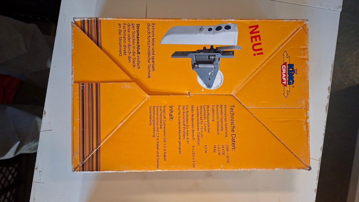 King Craft R-23200 automatischer elektrischer Rollladengurtwickler mit Sonnensensor – OVP - Artikelbild von Fummel & Gedöns Secondhand-Store