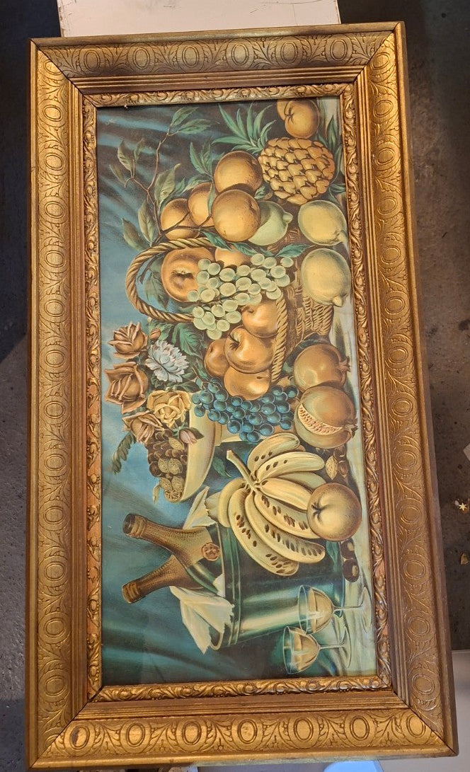 Goldfarbener ornamentierter Holzrahmen 92 x 50 cm Vorderseite