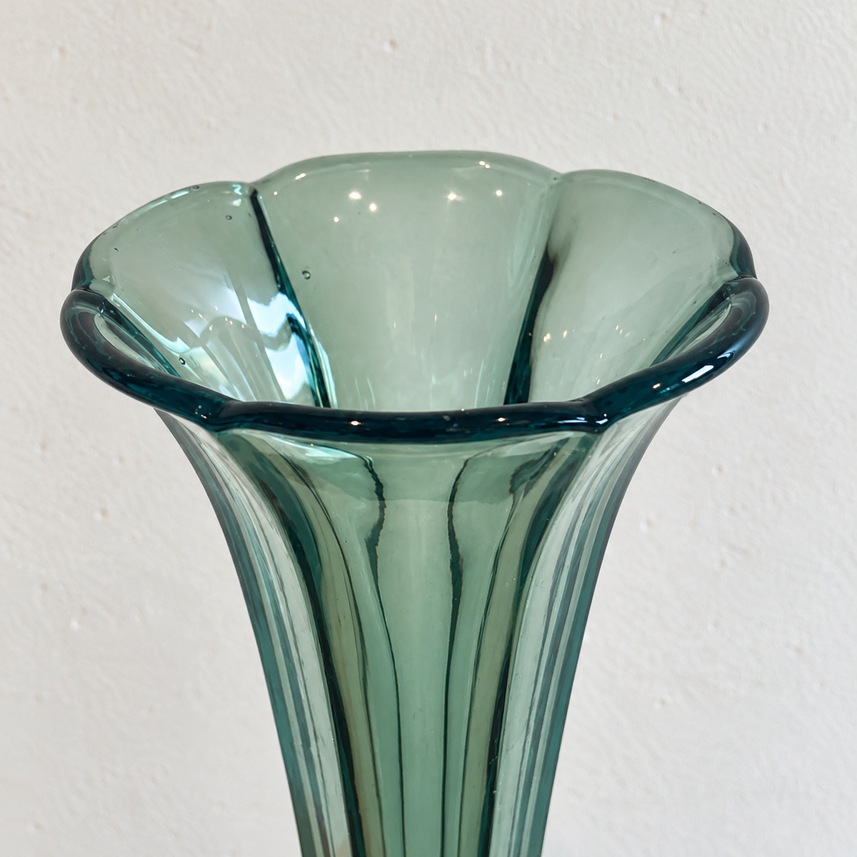 Val Saint Lambert Luxval „Américain“ – Art-Déco-Glasvase türkis, 20 cm