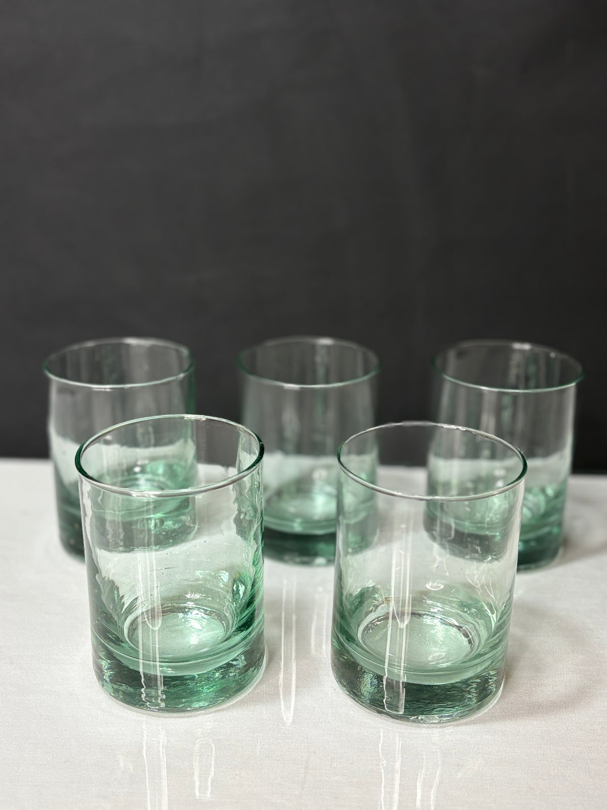 5er Set schwere grüne Trinkgläser – Vintage