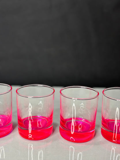 18 fluoreszierende pinke Vintage-Trinkgläser – Produktfoto 4