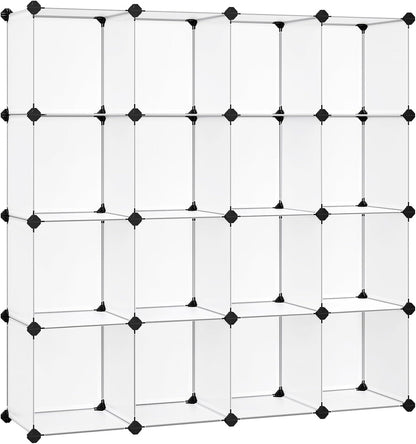 SONGMICS LPC442 Steckregal – 16 Würfelfächer, weiß, flexibel aufbaubar