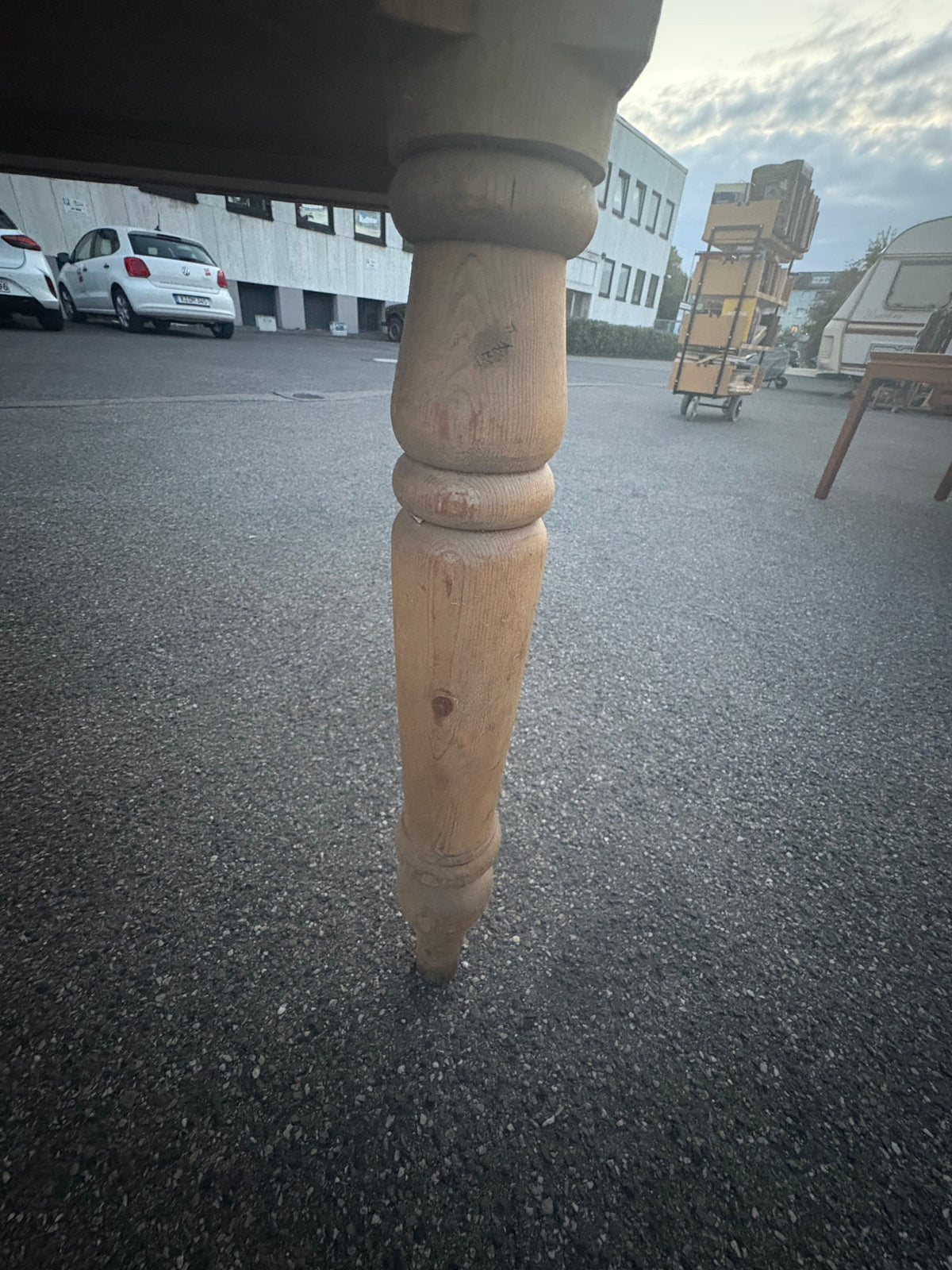Antiker englischer Kiefer-Klapptisch mit Schublade, um 1900