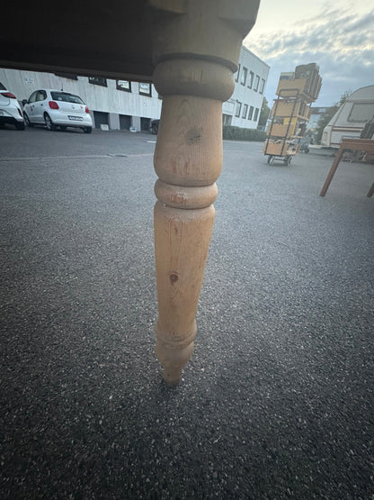 Antiker englischer Kiefer-Klapptisch mit Schublade, um 1900